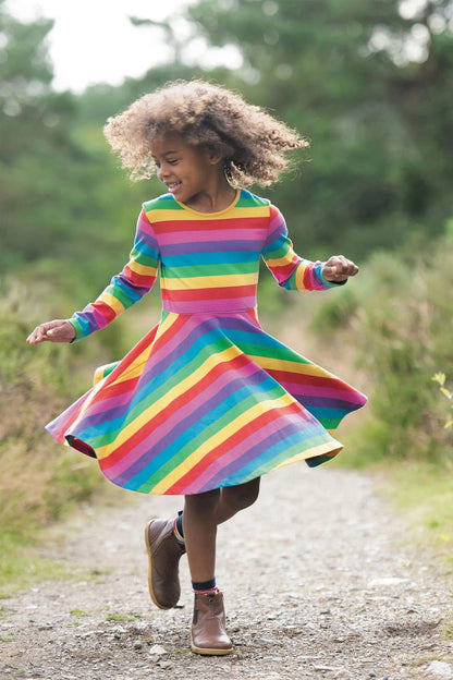 Sofia Skater Dress Foxglove Rainbow Stripe