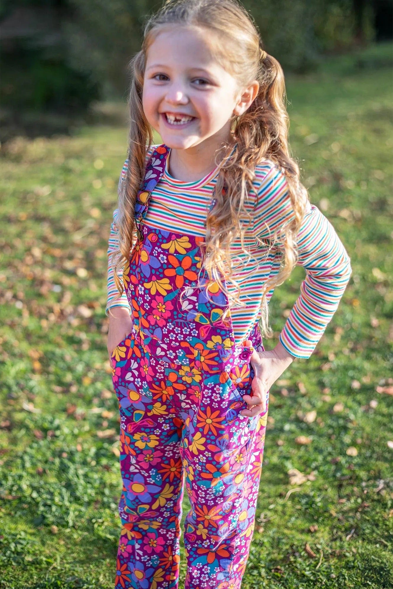 Frida Flared Dungaree Retro Floral