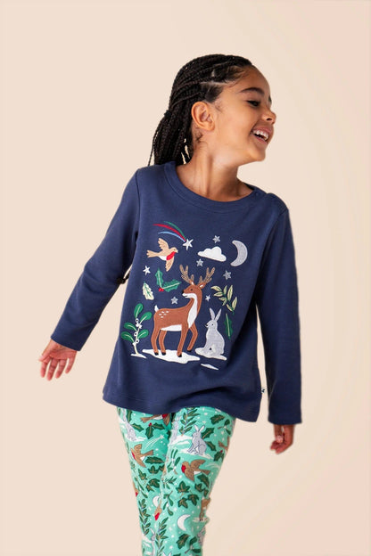 Anna Appliqué Top Navy Blue/Caribou