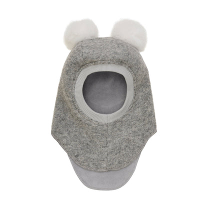 BIG BEAR Balaclava Wool Alpaca Pompoms Medium Grey Melange