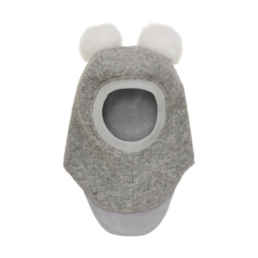 BIG BEAR Balaclava Wool Alpaca Pompoms Medium Grey Melange