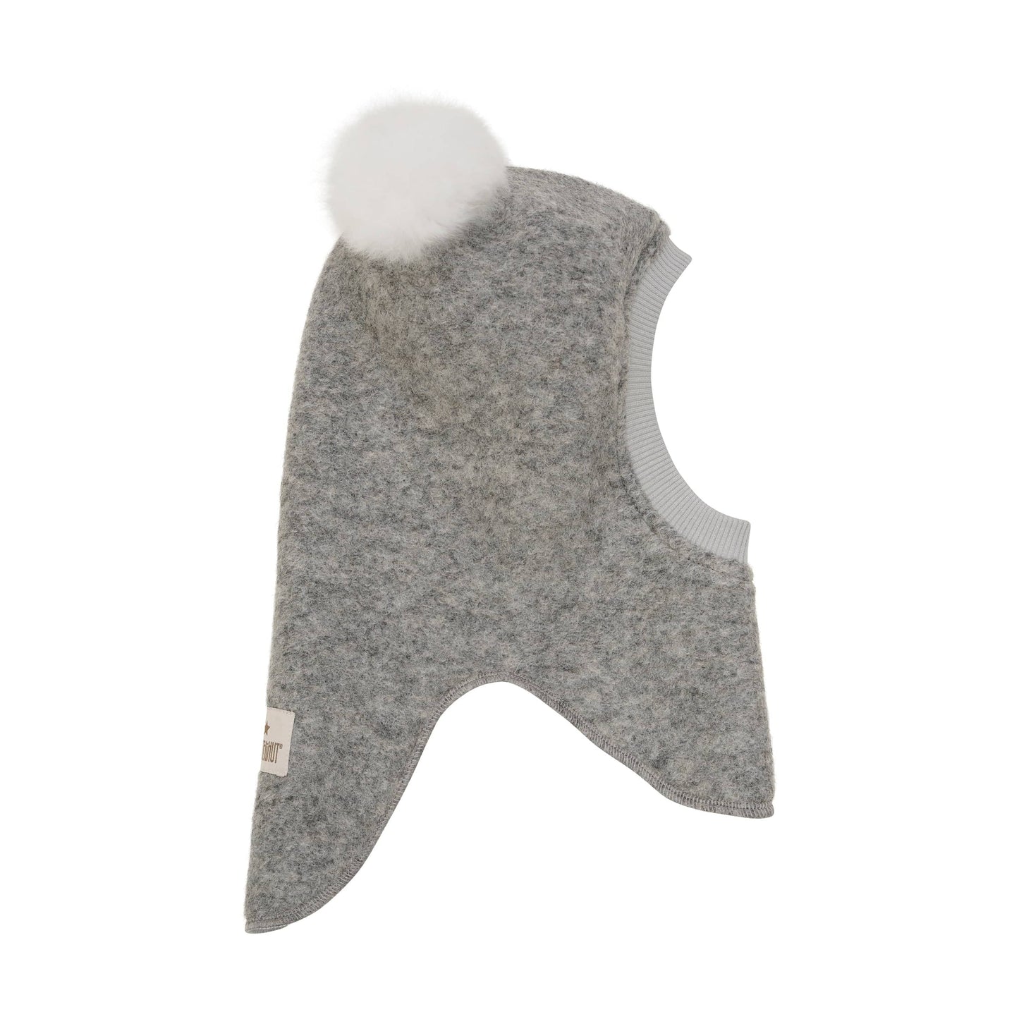 BIG BEAR Balaclava Wool Alpaca Pompoms Medium Grey Melange