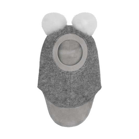 BIG BEAR Wool Balaclava Alpaca Pompom Medium Grey Melange