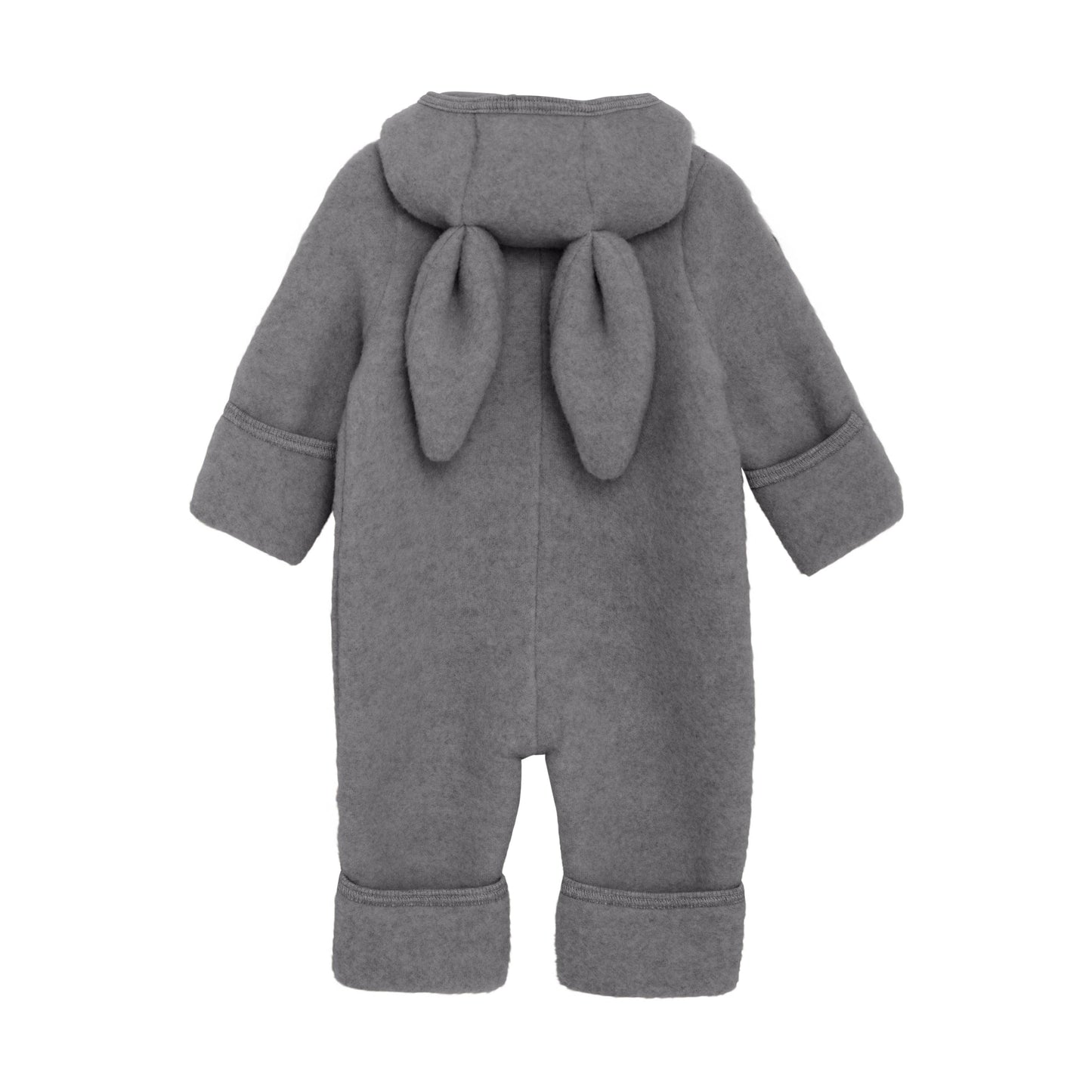Pram Suit With Ears Wool Fleece Medium Grey Melange