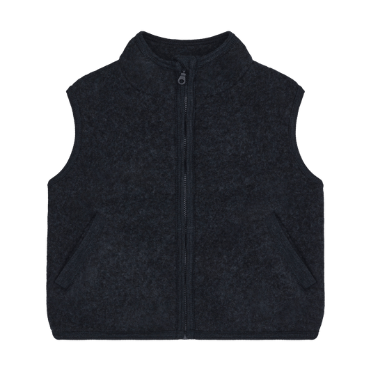 Huttelihut Merino Wool Fleece Vest Navy Melange