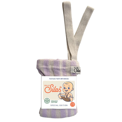 Silly Silas Footless Cotton Tights Lavender x Cream Striped