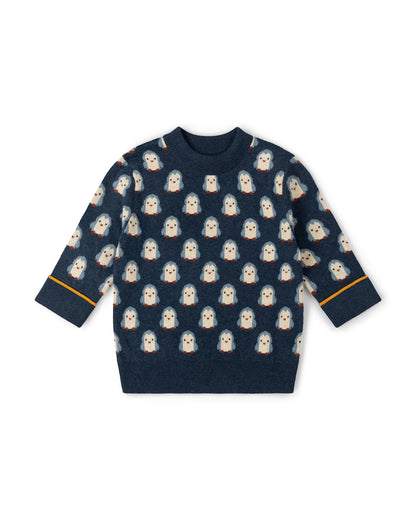 Little Green Radicals Blue Penguins Knitted Jumper