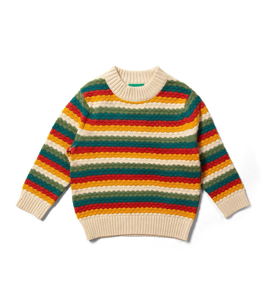 From One To Another Honeycomb Rainbow Striped Knitted Jumper