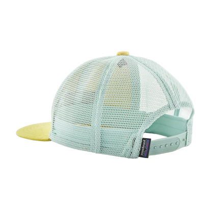 Light blue mesh cap with a yellow brim on a white background