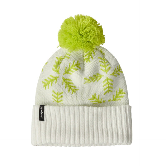 Kid's Powder Town Beanie Evergreen Flakes: Birch White