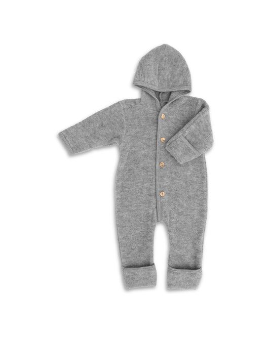 Engel Wool Fleece Hooded Overall Light Grey Mélange