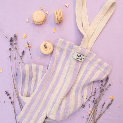 Silly Silas Footless Cotton Tights Lavender x Cream Striped