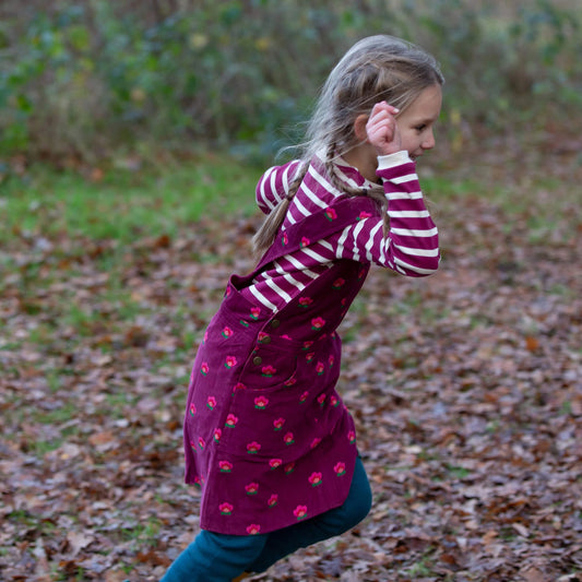 Little Green Radicals Pink Flowers Reversible Pinafore Dress