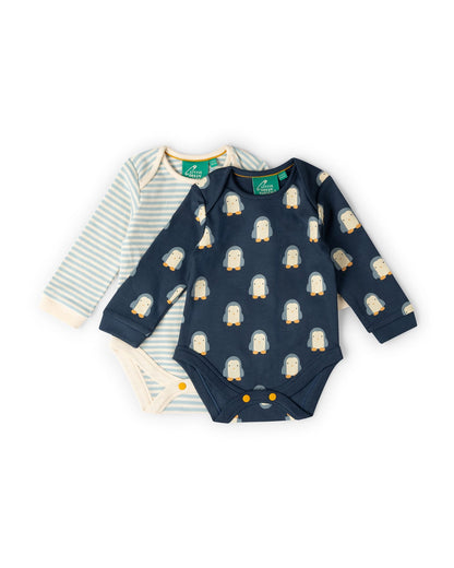 Blue Penguins Organic Baby Bodysuit 2 Pack