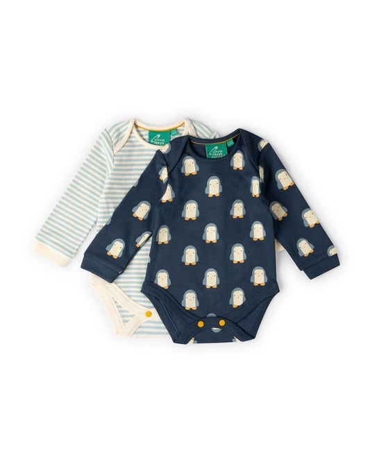 Blue Penguins Organic Baby Bodysuit 2 Pack