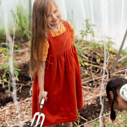 Little Green Radicals Orange Blooms Reversible Pinny Dress