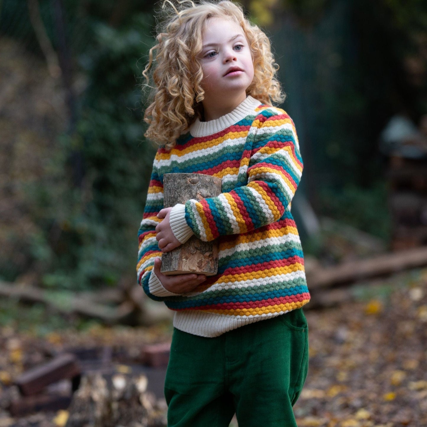 From One To Another Honeycomb Rainbow Striped Snuggly Knitted Jumper