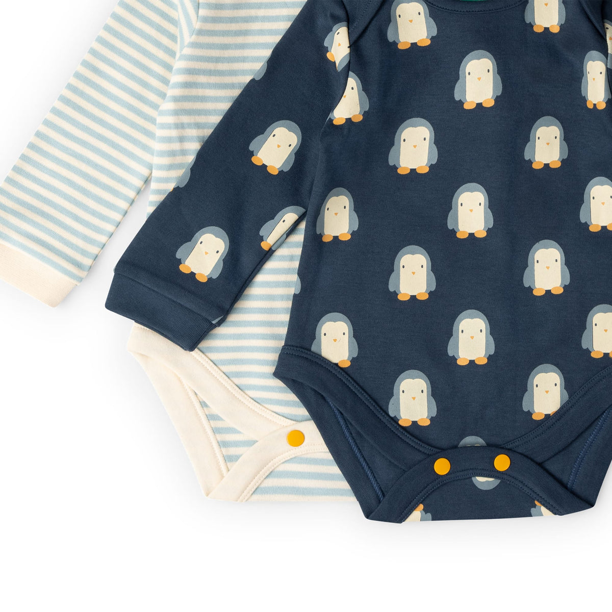 Blue Penguins Organic Baby Bodysuit 2 Pack