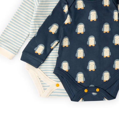 Blue Penguins Organic Baby Bodysuit 2 Pack