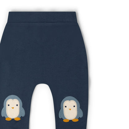 Little Green Radicals Blue Penguin Knee Patch Joggers