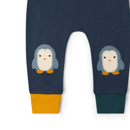 Little Green Radicals Blue Penguin Knee Patch Joggers