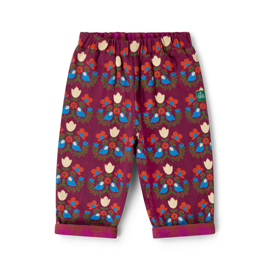 Little Green Radicals Folk Birds Reversible Pull On Trousers