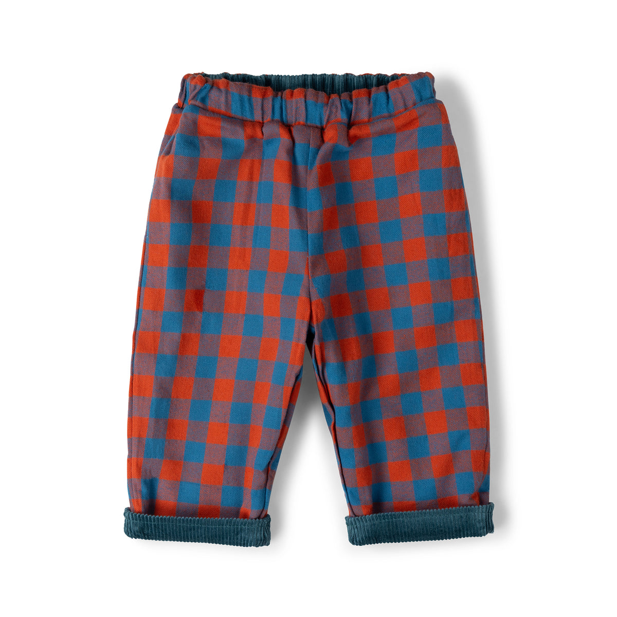 Little Green Radicals Calm Sea Check Reversible Pull On Trousers