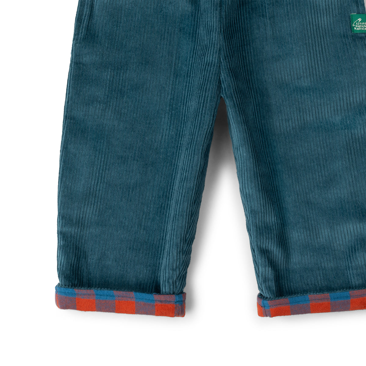 Little Green Radicals Calm Sea Check Reversible Pull On Trousers