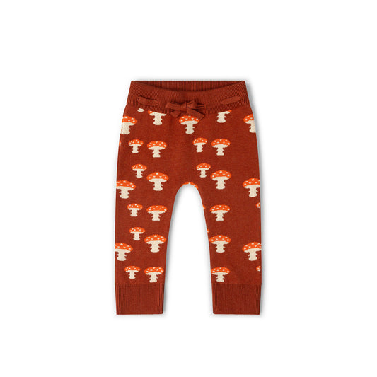 Little Green Radicals Mushroom Tie Waist Knitted Joggers