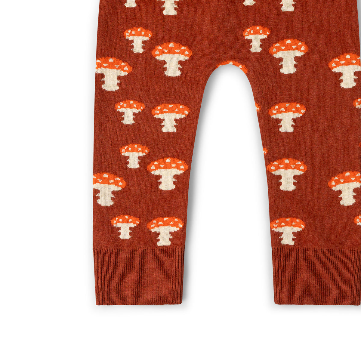Little Green Radicals Mushroom Tie Waist Knitted Joggers