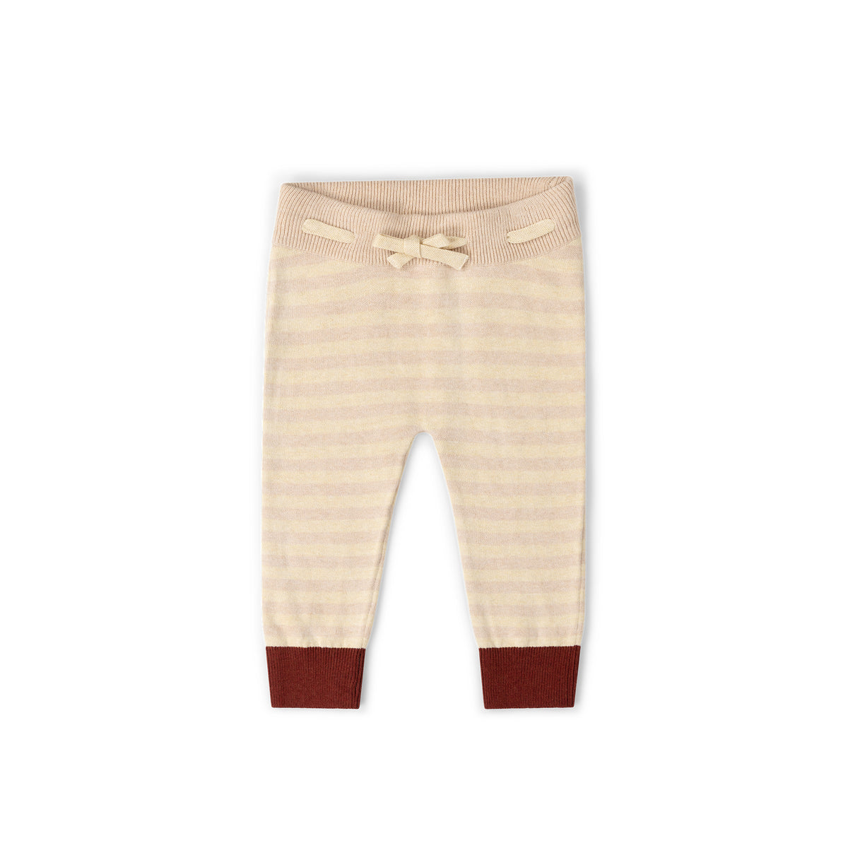 Little Green Radicals Oatmeal Striped Tie Waist Knitted Joggers