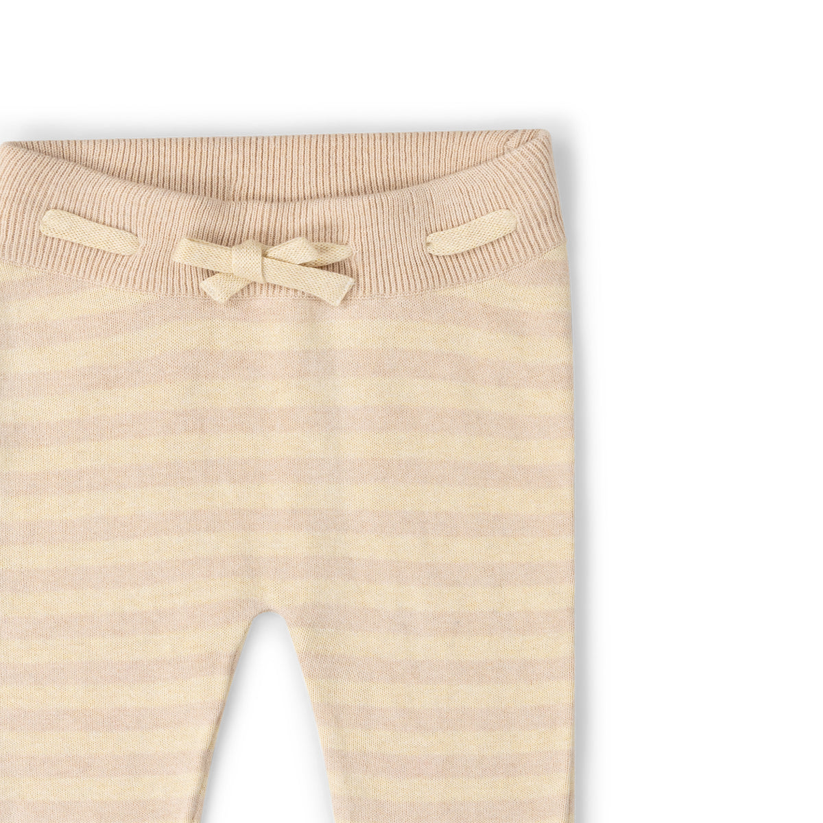 Little Green Radicals Oatmeal Striped Tie Waist Knitted Joggers