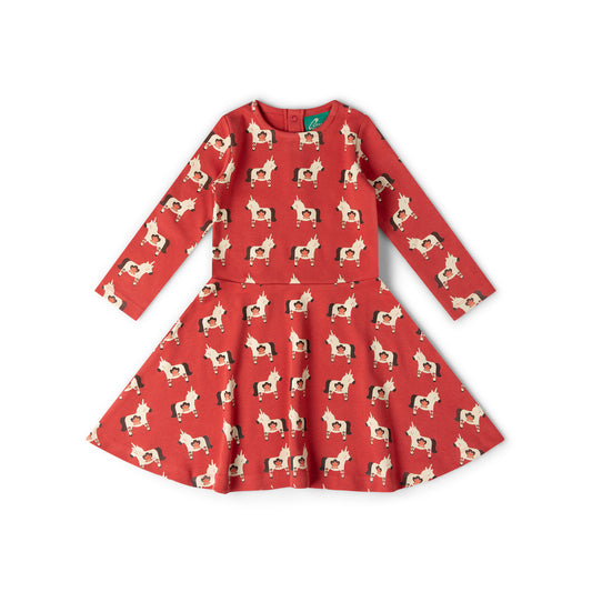 Little Green Radicals Little Unicorns Long Sleeve Spinny Dress