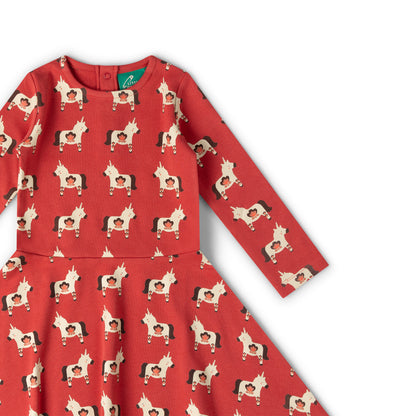 Little Green Radicals Little Unicorns Long Sleeve Spinny Dress