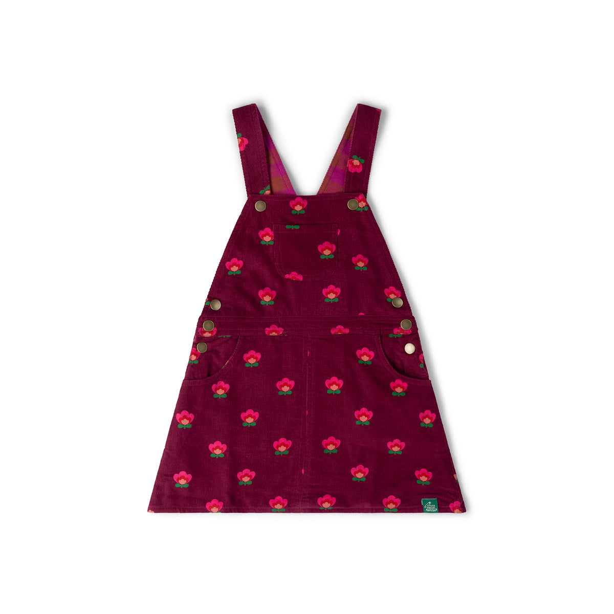 Little Green Radicals Pink Flowers Reversible Pinafore Dress
