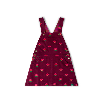 Little Green Radicals Pink Flowers Reversible Pinafore Dress