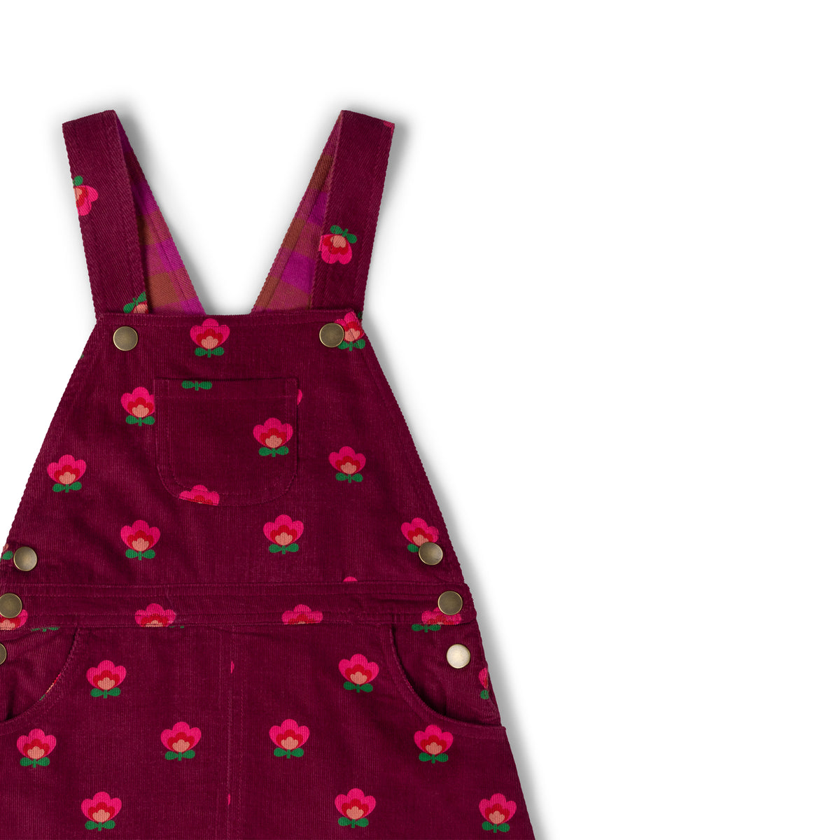 Little Green Radicals Pink Flowers Reversible Pinafore Dress