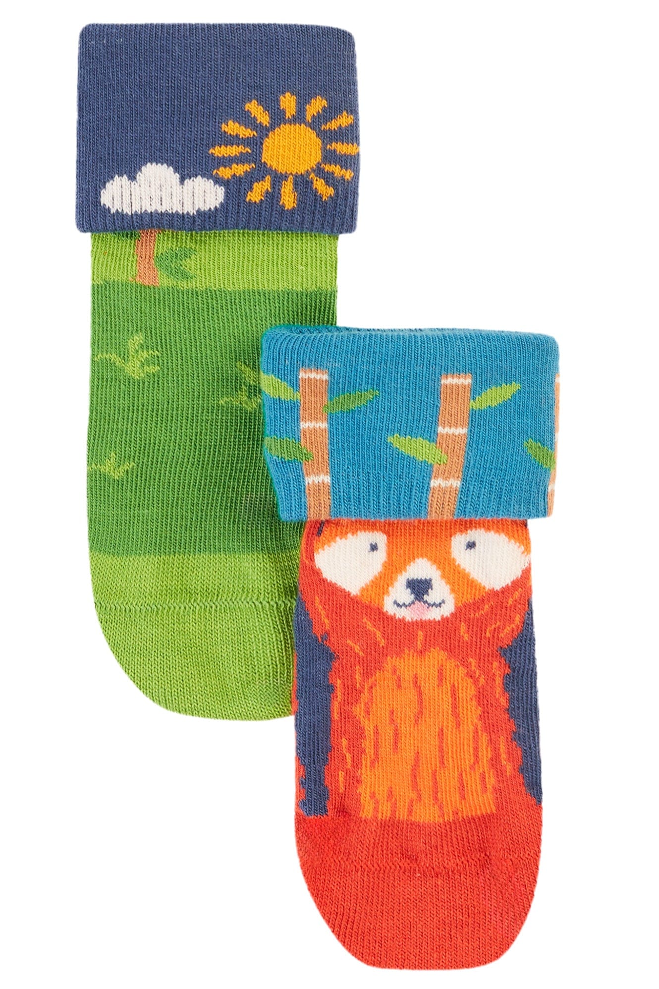 Fun Fold Over Red Panda Socks - 2 pack