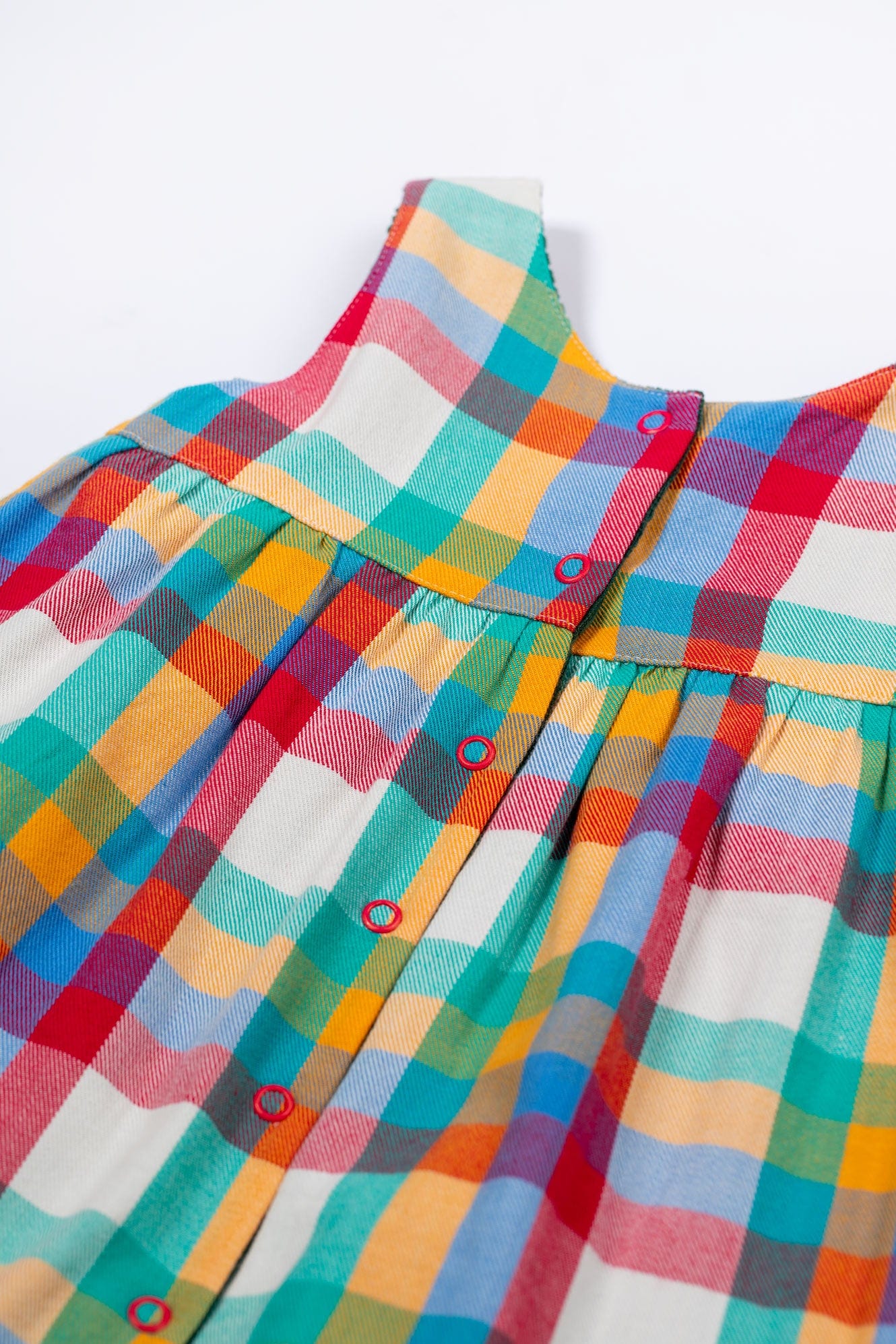 Rosalie Reversible Dress Holly Green/Rainbow Check