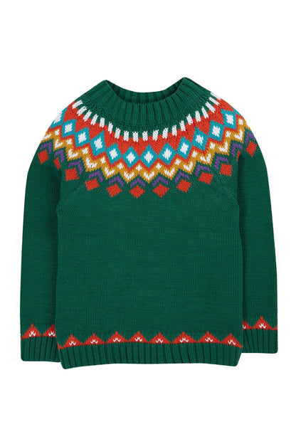 Fyfe Knitted Jumper Holly Green Fair Isle