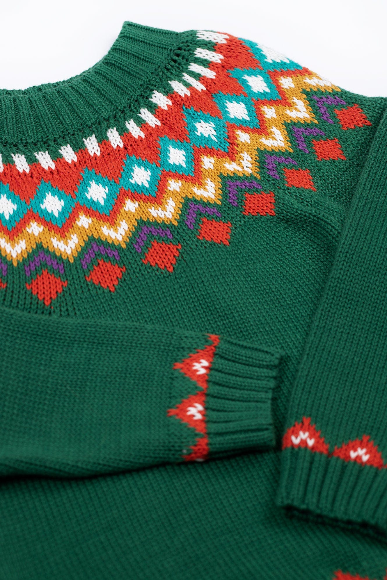 Fyfe Knitted Jumper Holly Green Fair Isle
