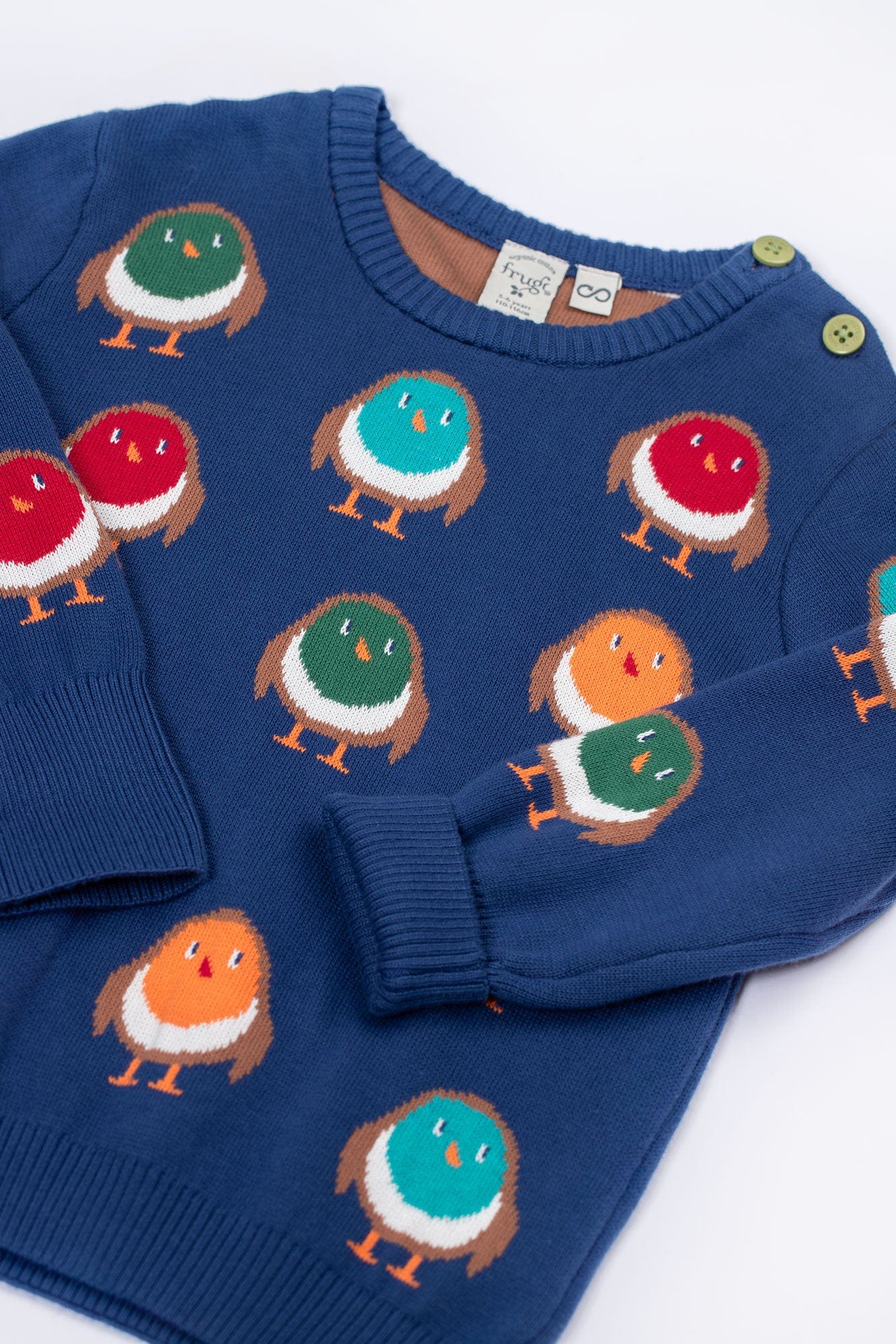 Jolly Knitted Jumper Navy/Rainbow Robins
