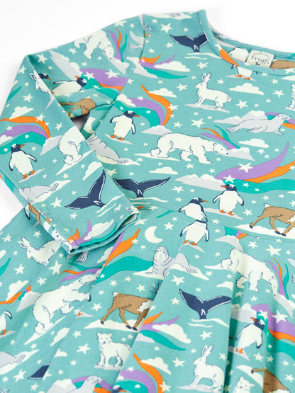 Frugi Sofia Skater Dress Polar Aurora