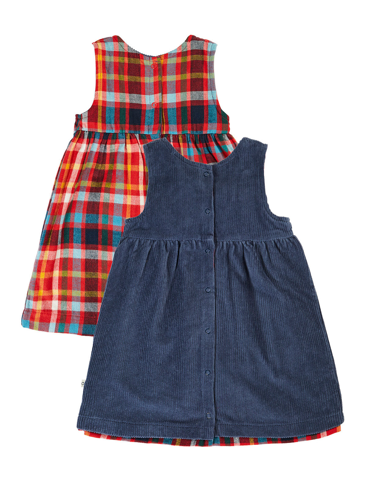 Frugi Rosalie Reversible Dress Navy/Festive Check
