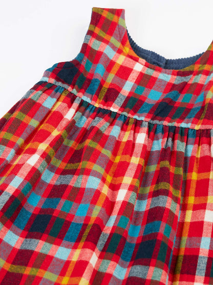 Frugi Rosalie Reversible Dress Navy/Festive Check
