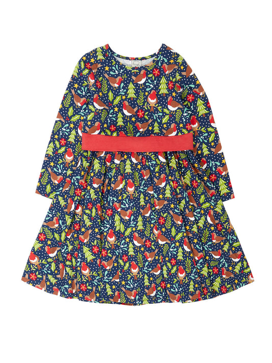 Frugi Party Skater Dress Navy/Robin