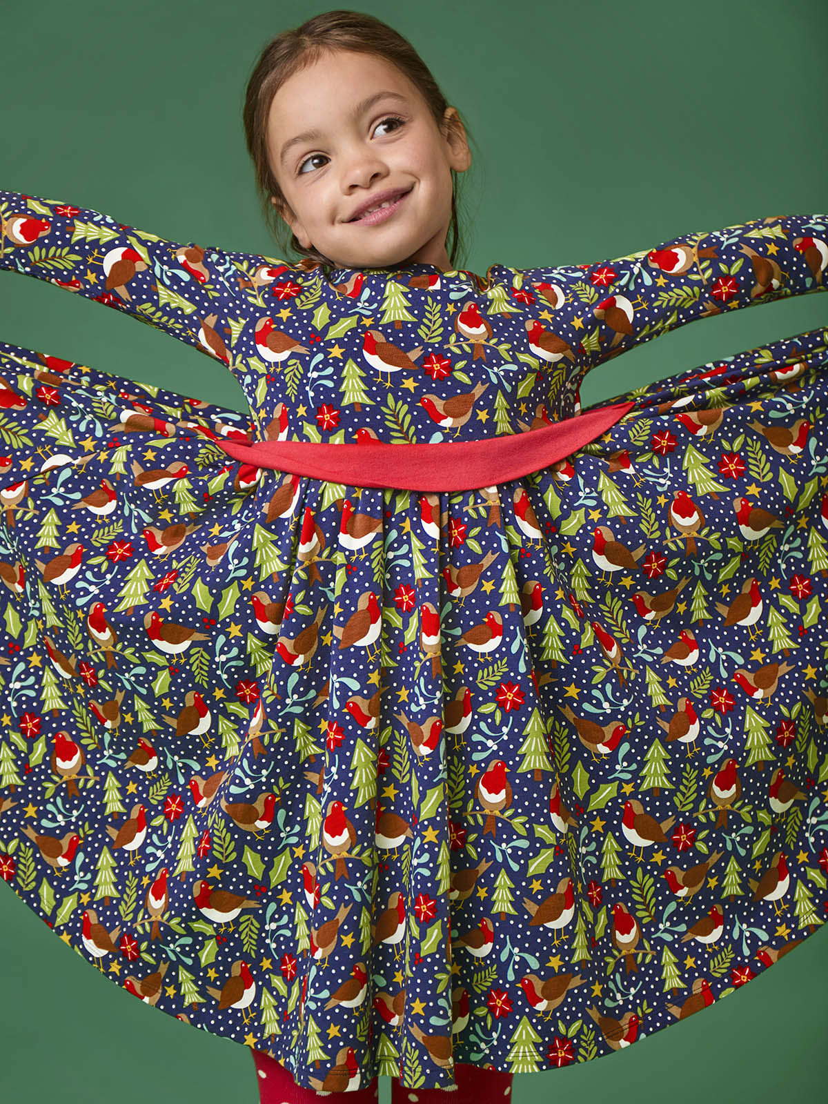 Frugi Party Skater Dress Navy/Robin