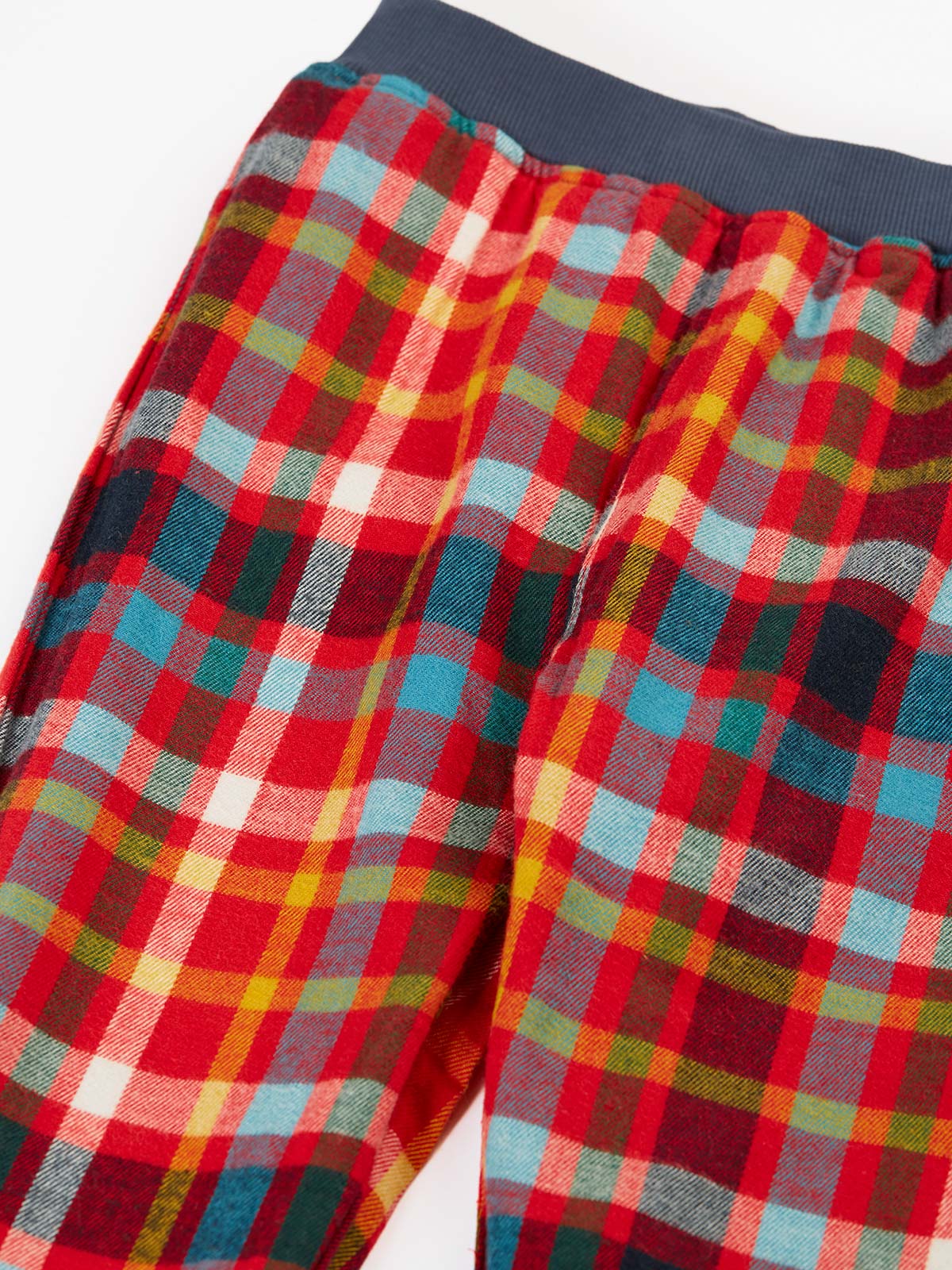 Frugi Ronnie Reversible Pull Ups Navy/Festive Check