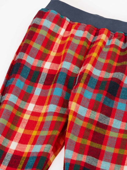 Frugi Ronnie Reversible Pull Ups Navy/Festive Check
