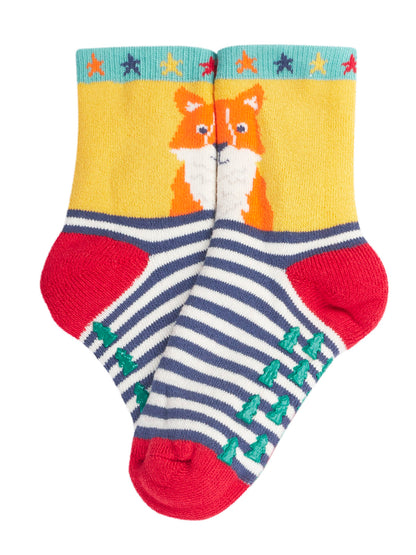 Frugi Grippy Socks Fox Fair Isle 2 Pack